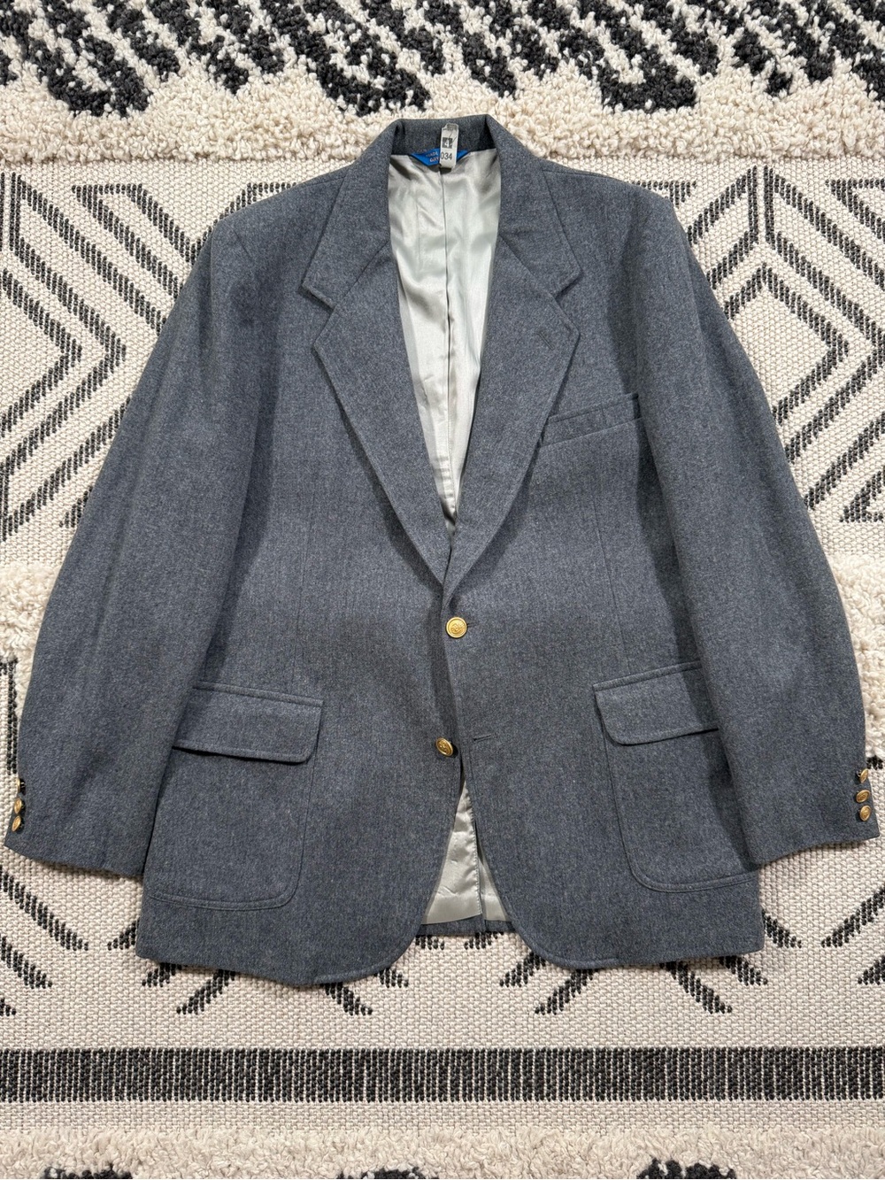 Men’s Vintage Pendleton Wool Gray Gold Buttons Blazer Sport Coat Jacket Size 44L